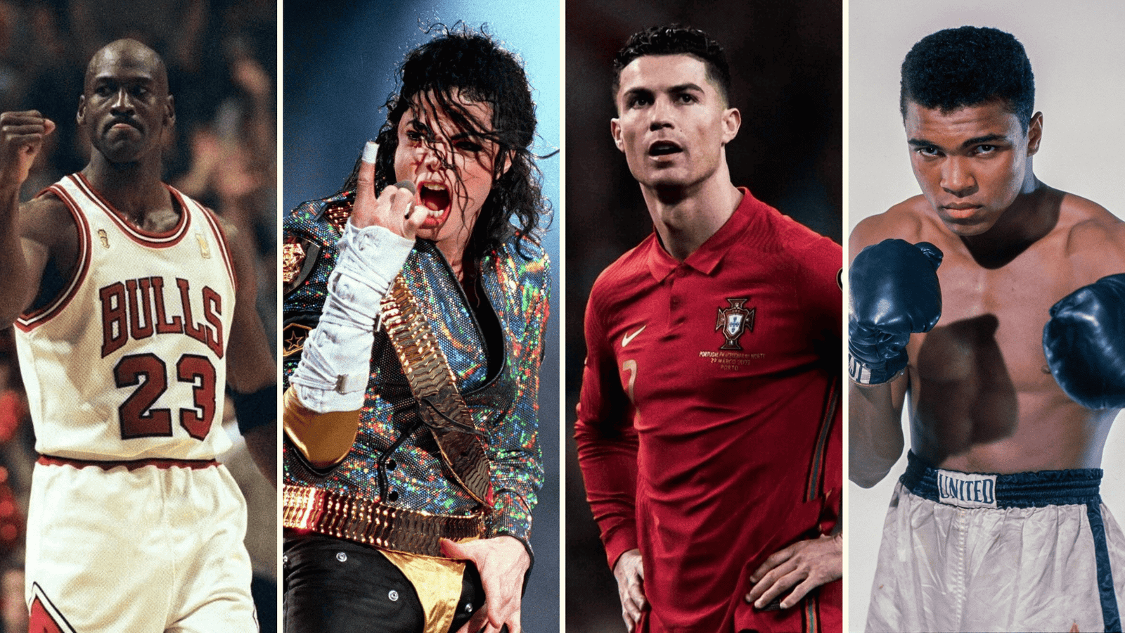 edit de Goat con Michael Jordan, Michael Jackson, Cristiano Ronaldo y Muhammad Ali