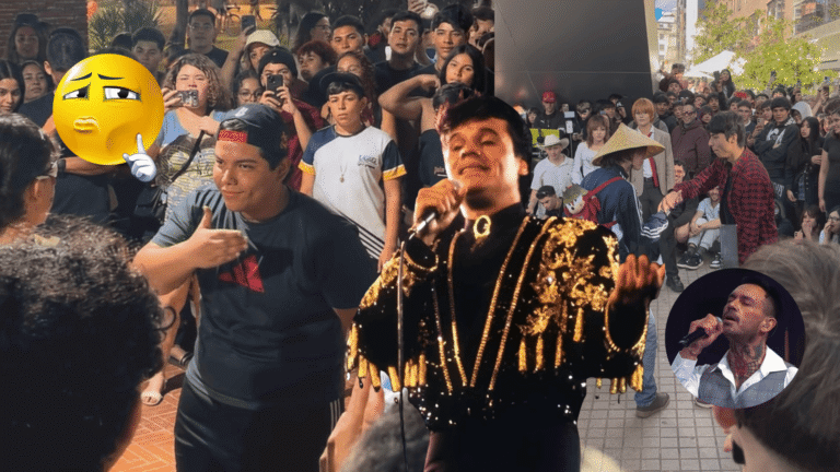 Montaje ilustrativo del término Aura: con el emoji de Mewing, un joven farmeando aura, Juan Gabriel, una Batalla de Aura en Santiago de Chile y Mauricio Pinilla.