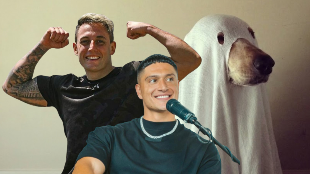 edit sobre ser fantasma con el momo, sammis reyes y un perro disfrazado de fantasma