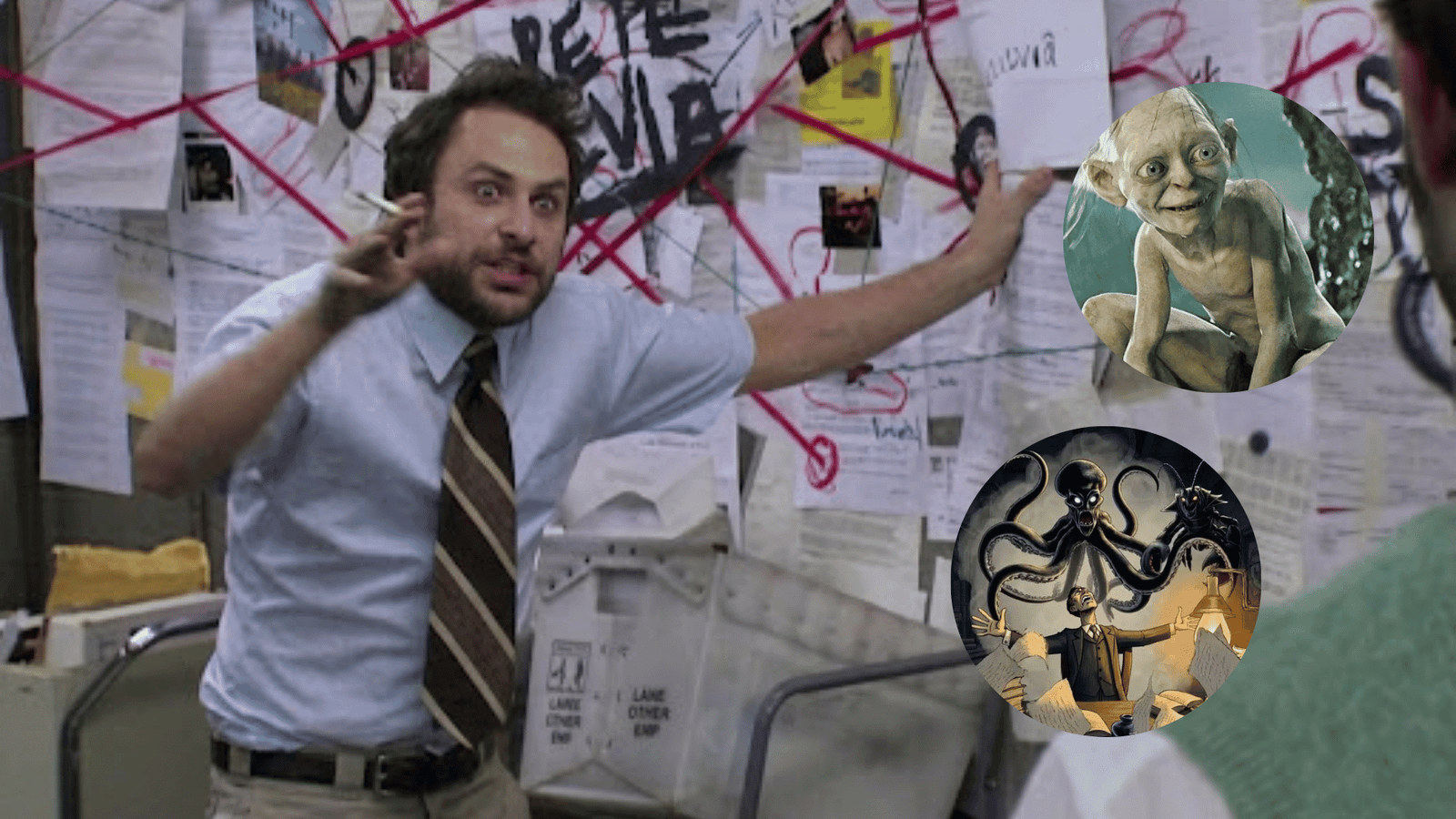 Edit de GenExplica qué es el lore con meme Charlie Kelly Conspiracy, Lovecraft y Gollum